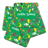 Seamless Pattern of Colourful Fire Crackers Green Coasters
