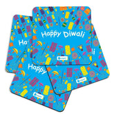 Seamless Pattern of Colourful Fire Crackers Blue Coasters