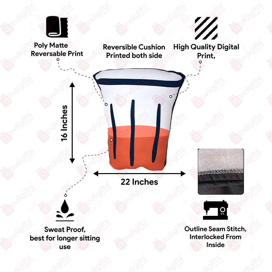 Tea Shape Cushion - Discovering India