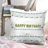 Happy Birthday To You Printed In Green Cushion Cover 12 X 12 Inch With Filler For Friends Birthday Gift
