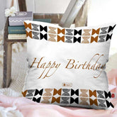 Happy Birthday To You Printed In Brown Cushion Cover 12 X 12 Inch With Filler For Friends Birthday Gift