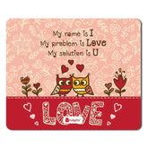 Cute Birds Couple Doodle Pink Mouse Pad