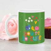 Snails in Love Cartoon Illustration Green Coffee Mug Gift For Him