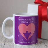 Kissing Couple Silhouette Filled Heart Blue Coffee Mug