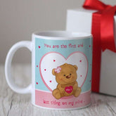 Cute Teddy Bear Inside a Heart Blue Coffee Mug