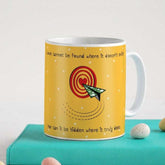 Flying Arror Aiming to Hit Love Yellow Coffee Mug