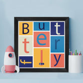 Indigifts Half-N-Half Collection Butterfly word Printed Poster Frame