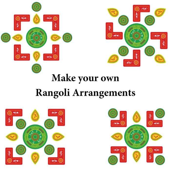 Laxmi Ganesh Diya Stand and Traditional DIY Rangoli Duo