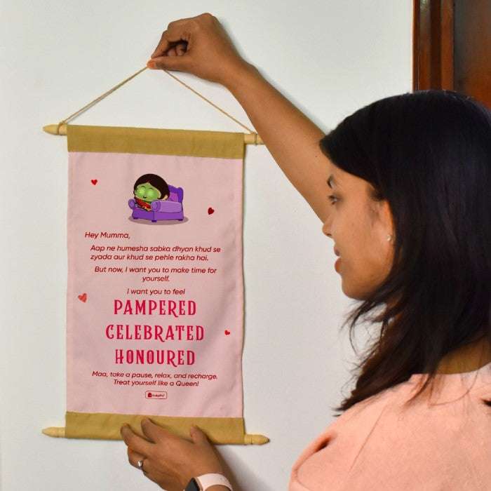 Mom's Care Kit: Eye Mask, Scroll, Cushion, Organic Coconut Oil, Lip Balm, Coffee Scrub,Card For Mother's Day