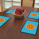Rangoli Design with Marigold Flower (Blue) Table Mat