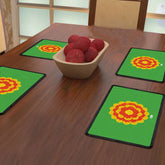 Rangoli Design with Marigold Flower (Green) Table Mat