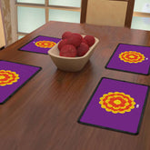 Rangoli Design with Marigold Flower (purple) Table Mat