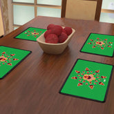 Rangoli with Illuminated Lamps (Green) Table Mat
