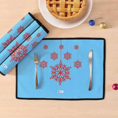Hanging Snowflake Design in Retro Style Table Matin Blue Color