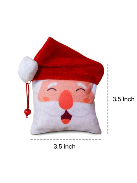 Merry Christmas Printed Red Cushion Cover 12x12 with Filler, Coffee Mug and Revesible Santa Soft Toy