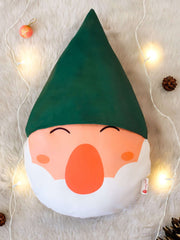 Christmas Decoration Items For Home Gnome Face Printed Reversible Round Cushion For Decoration, 12&quot;x12&quot;, White