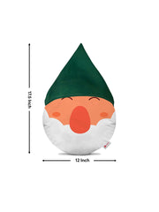 Christmas Decoration Items For Home Gnome Face Printed Reversible Round Cushion For Decoration, 12&quot;x12&quot;, White