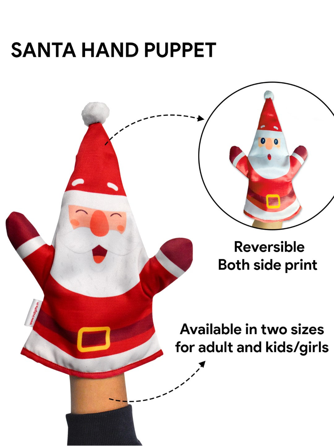 Xmas Gift Box For Fun Santa Printed Red Hand Puppet Toy