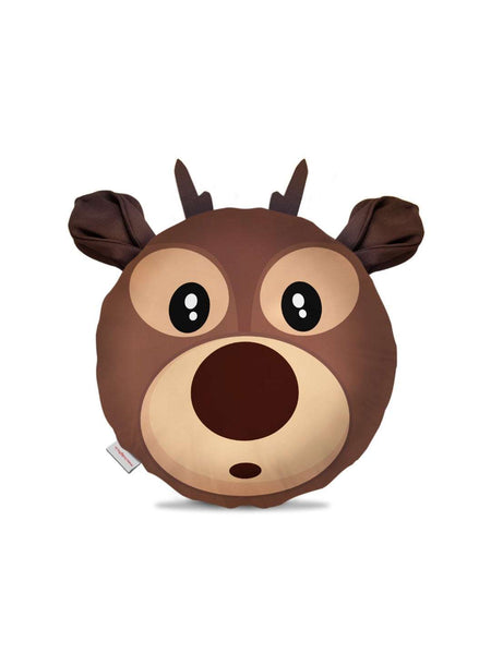 Christmas Decoration Items For Home Reindeer Face Printed Reversible Round Cushion For Decoration, 12&quot;x12,Brown