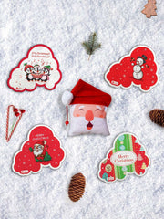 Christmas Gifts for Kids Merry Christmas Quote Printed Cute Xmas Fridge Magnet Set of 4 and Revesible Santa Soft Toy