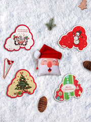 Xmas Gifts for Kids Cute Christmas Cloud Fridge Magnet ,Set of 4 (7 x 9 cm) and Revesible Santa Soft Toy