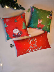 Christmas Gift Set Joy Of the World Quotes Printed Reversible Cushion Set Of 3