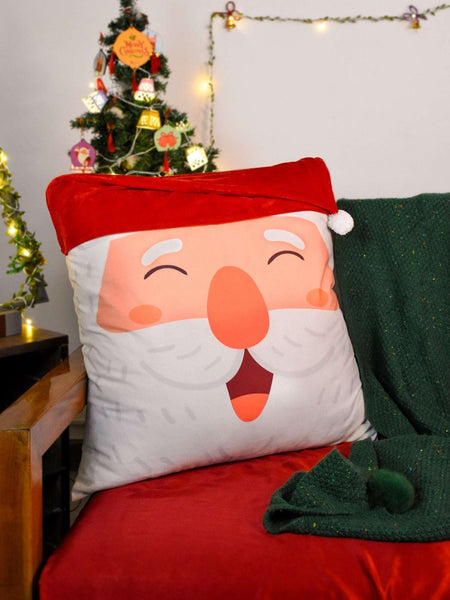Chrsitmas D&eacute;cor Items Santa Face Printed Revesible Hug Cushion 24x24 Inches
