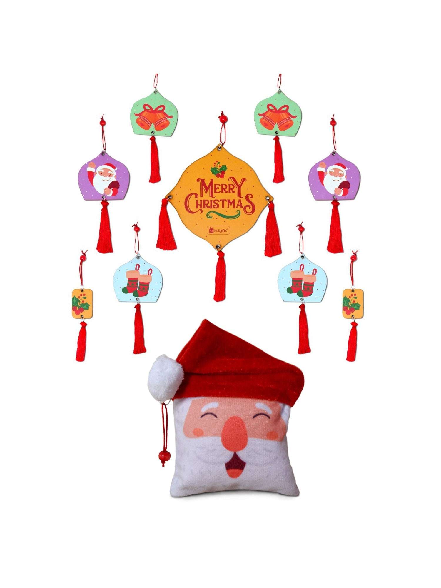 Christmas Small Hanging Christmas Decoration for Home Merry Christmas Hanging and Revesible Santa Soft Toy