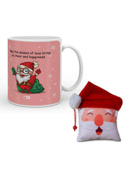 Christmas Gift Box Ceramic Christmas Coffee Mug and Revesible Santa Soft Toy