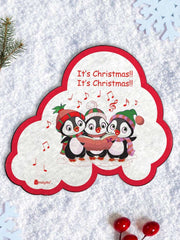 Christmas Gifts for Kids Merry Christmas Quote Printed Cute Xmas Fridge Magnet 7 x 9 cm Set of 4 and Revesible Santa Soft Toy