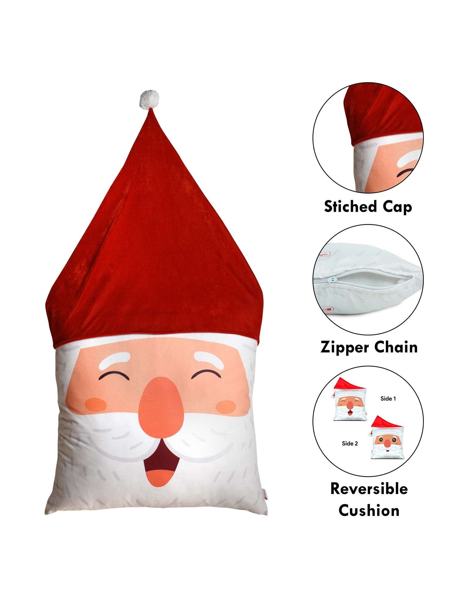 Chrsitmas D&eacute;cor Items Santa Face Printed Revesible Hug Cushion 24x24 Inches