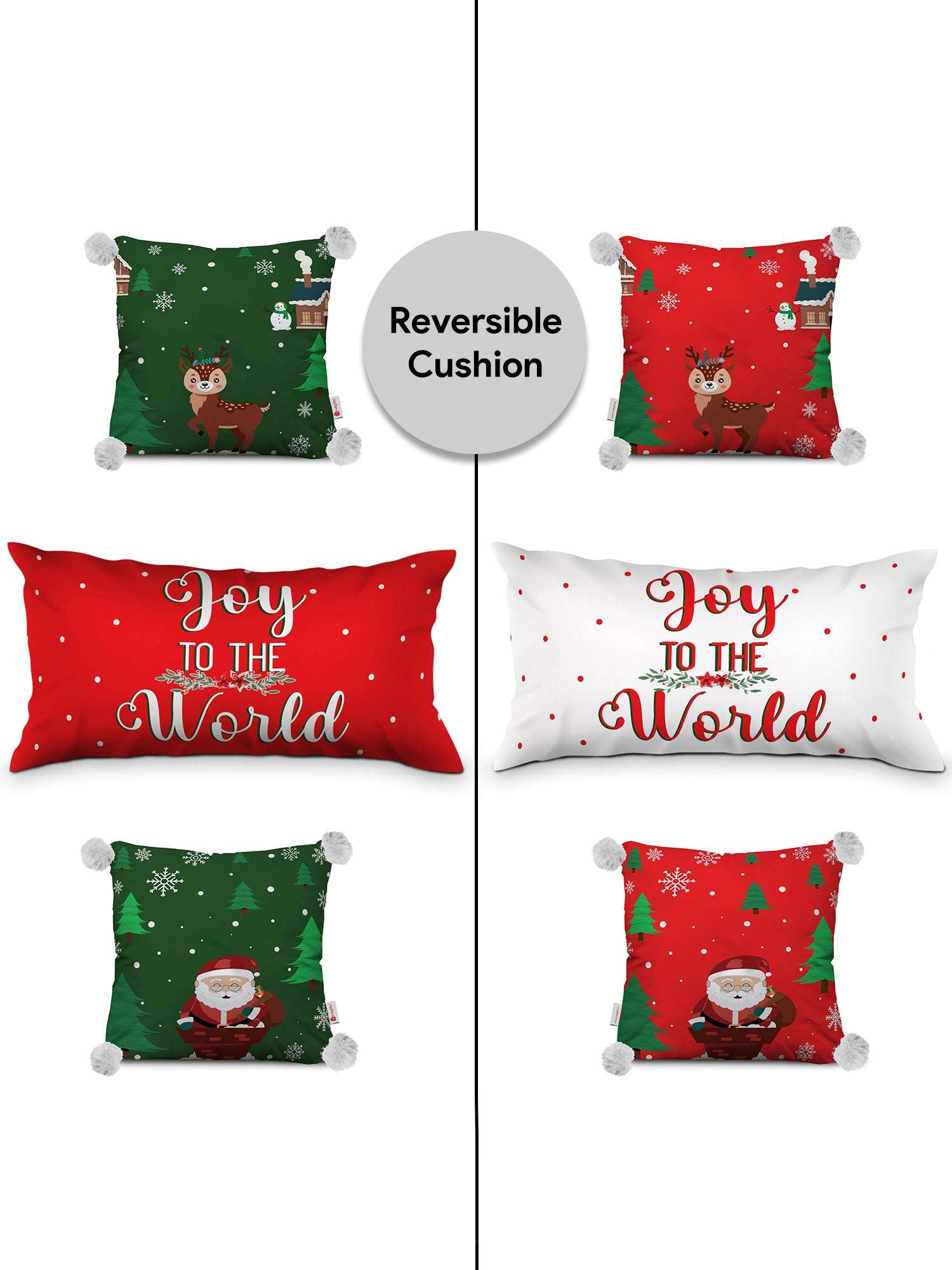 Christmas Gift Set Joy Of the World Quotes Printed Reversible Cushion Set Of 3