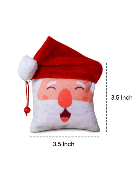 Merry Christmas Soft Poly Satin Cushion Cover (16x16-inch) -Set of 4 and Revesible Santa Soft Toy
