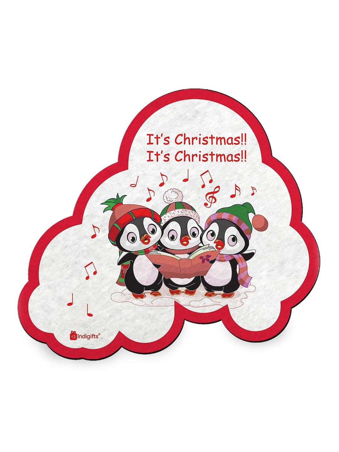 Christmas Gifts for Kids Merry Christmas Quote Printed Cute Xmas Fridge Magnet 7 x 9 cm Set of 4 and Revesible Santa Soft Toy