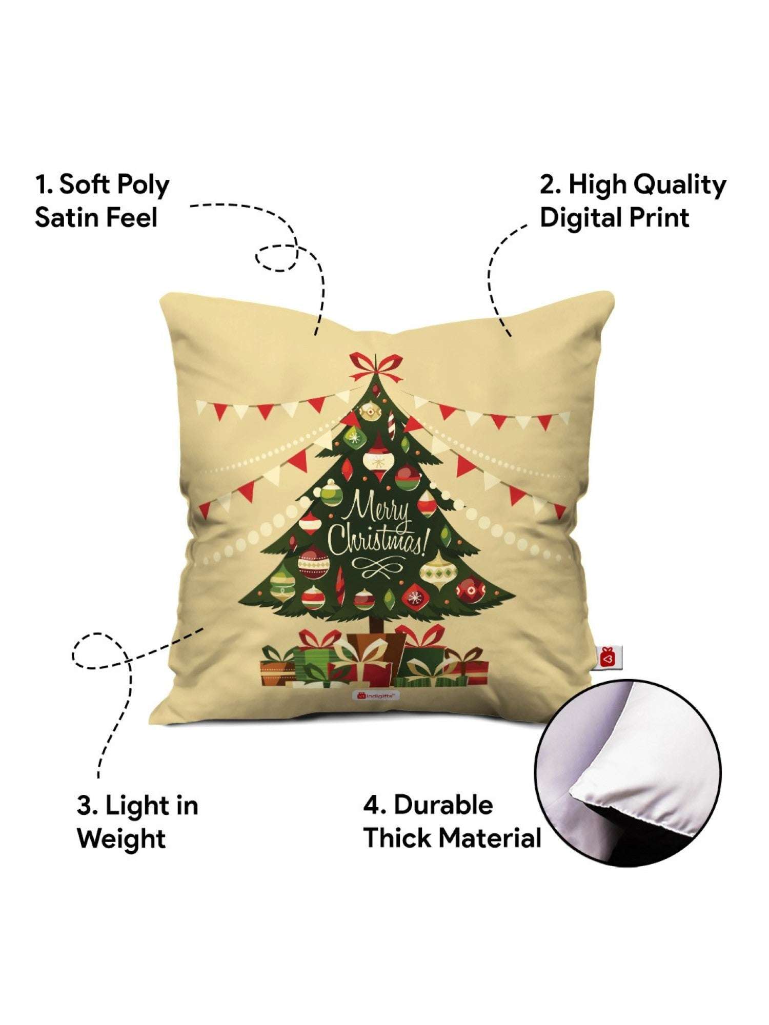 Christmas Decorations for House Christmas Themed Decor Multi Set of 4 Pillow Cushion Cover 16x16 inches and Reversible Santa Soft Toy