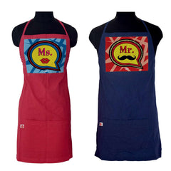 Ms. Beauty And Mr. Moustache Digital Printed Apron