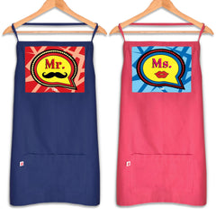 Ms. Beauty And Mr. Moustache Digital Printed Apron