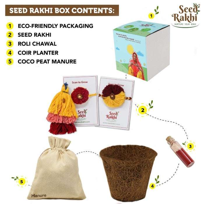 Saanjh &amp; Sanyog Pack of 2 Premium Seed Rakhi Hamper for Bhaiya &amp; Bhabhi