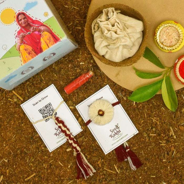 Dhavala &amp; Stuti Set of 2 Premium Seed Rakhi Hamper For Bhaiya &amp; Bhabhi