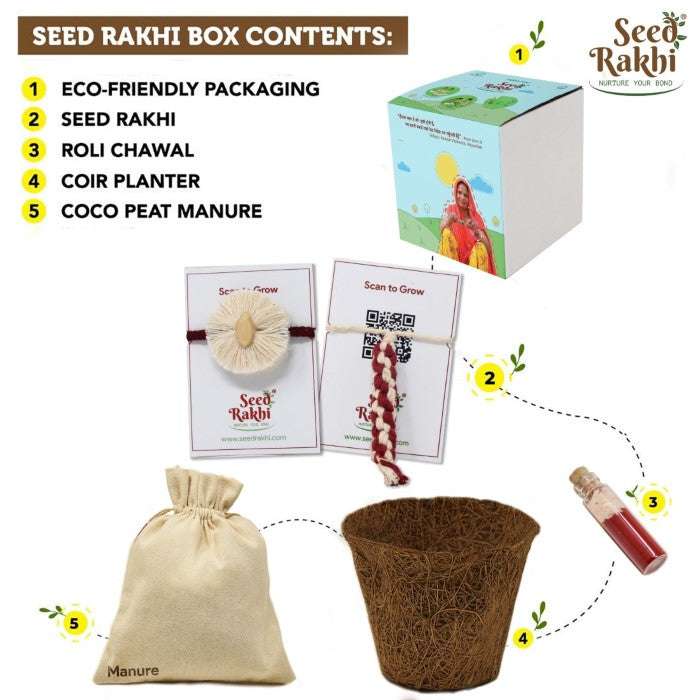 Dhavala &amp; Stuti Set of 2 Premium Seed Rakhi Hamper For Bhaiya &amp; Bhabhi