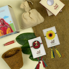 Amaranthus , Karela &amp; Cucumber Seed Rakhi - Set of 2 Rakhi With Planter And Roli