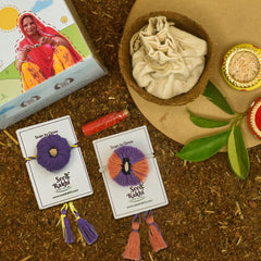 Cucumber &amp; Bhindi Seed Rakhi - Set of 2 Rakhi With Planter And Roli