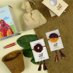 Amaltash &amp; Brinjal Seed Rakhi - Set of 2 Rakhi With Planter And Roli