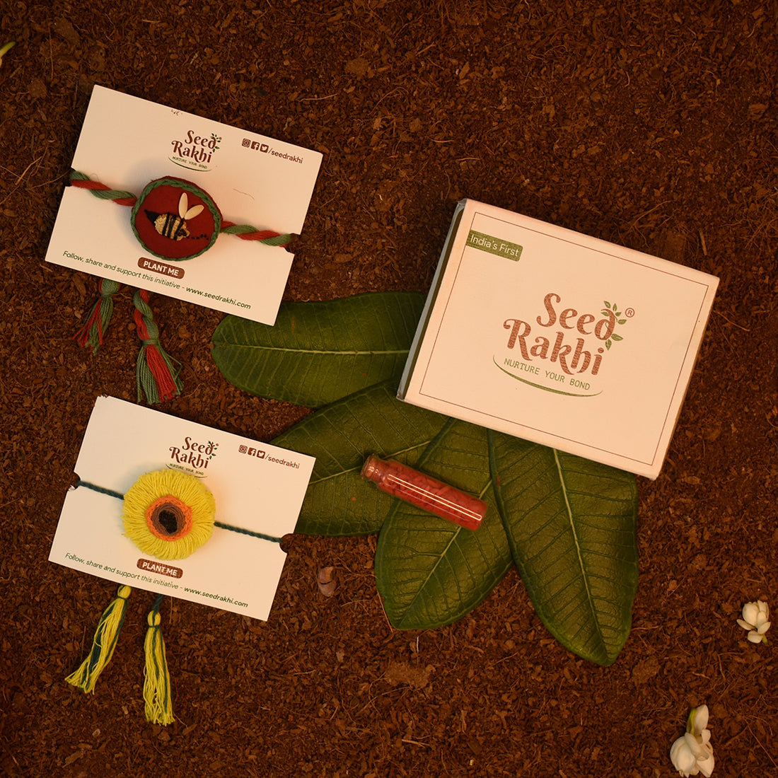 Amaltash &amp; Brinjal And Purslane Seed Rakhi - Set of 2 Plantable Rakhi