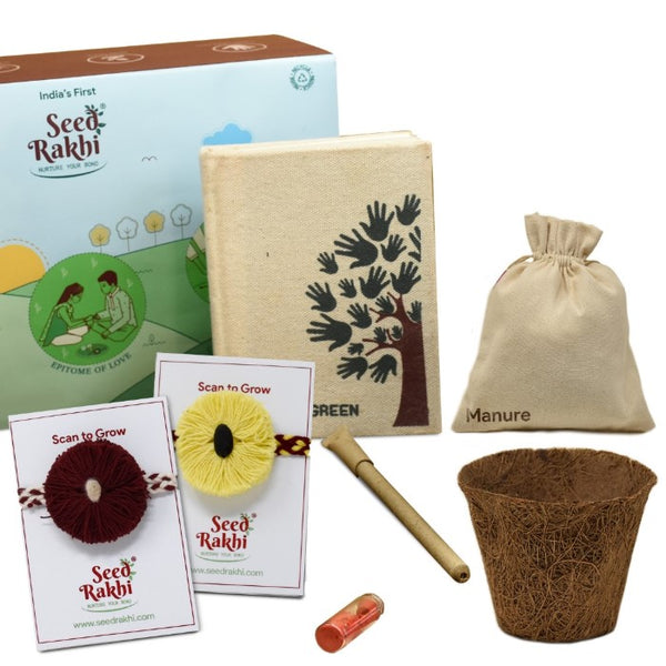 Turai &amp; Cotton 2 Seed Rakhi Premium Hamper with Diary &amp; Pen