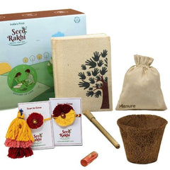 Saanjh &amp; Sanyog Bhaiya Bhabhi Seed Rakhis Premium Hamper With Diary &amp; Pen