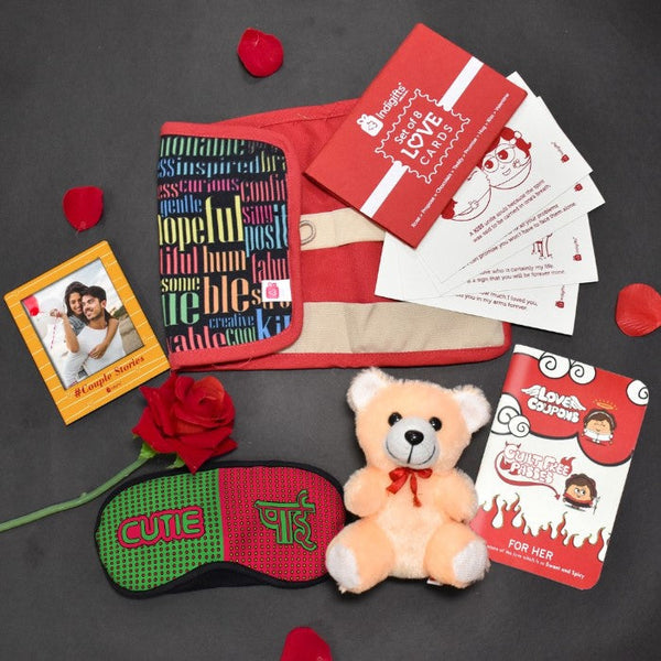 Travel Kit with Adorable Cutiepie Eye Mask Valentine's Gift for Your Girlfriend