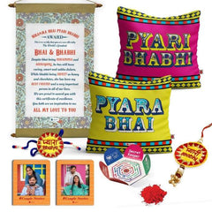 Rakhi For Bhaiya Bhabhi With Cushions Scroll And Magnetic Frames