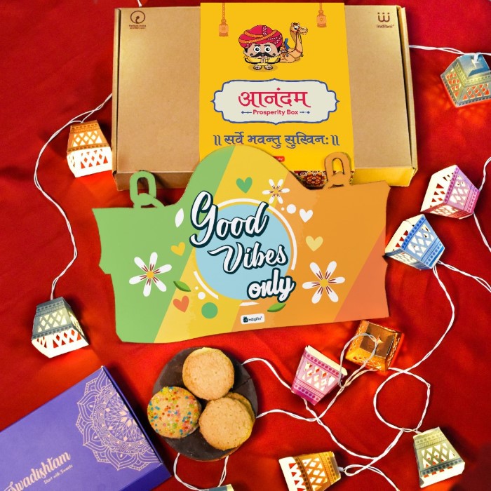 Wall Hanging DIY Diwali Lights with Sweet Greet Box of Cookies