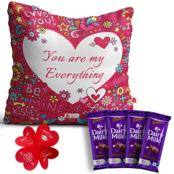 You Are My Everything Printed Cushion with 4 Cadbury Dairy Milk Chocolates Gift For Boyfriend